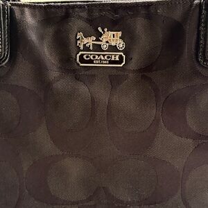 Coach Black Signature Pattern Shoulder Bag